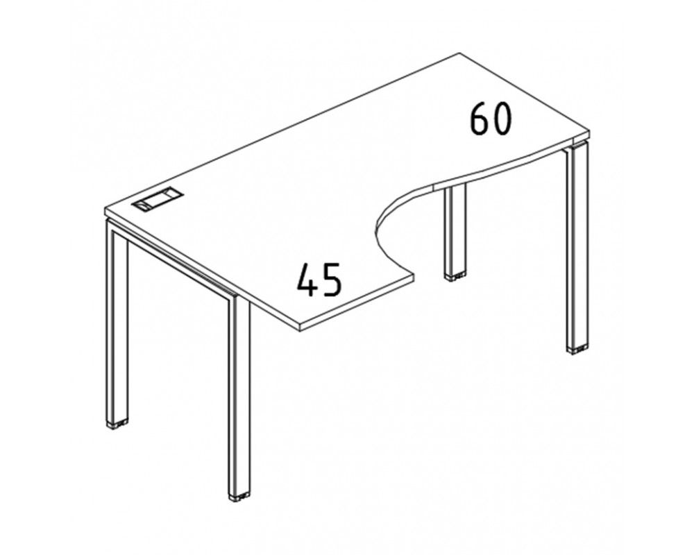 Стол эргономичный левый "Классика" на металлокаркасе UNO 160x90x75 A4.PRO