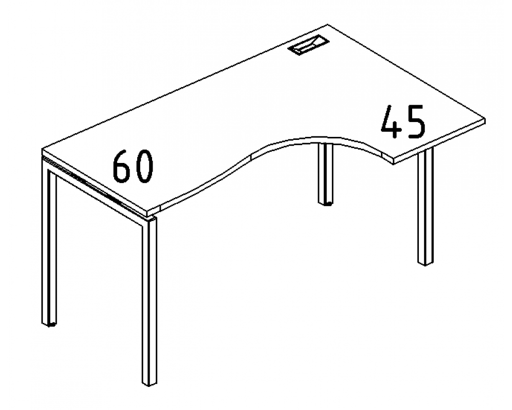 Стол эргономичный правый "Классика" на металлокаркасе DUE 160x90x75 A4.PRO