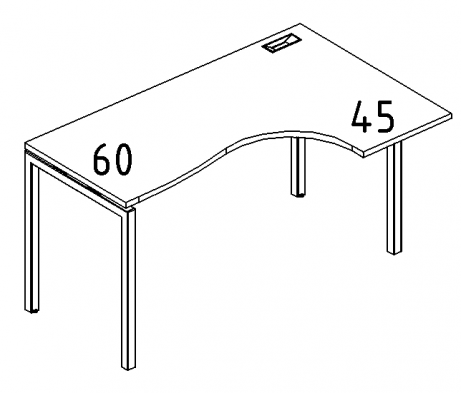 Стол эргономичный правый "Классика" на металлокаркасе DUE 120x90x75 A4.PRO угловой