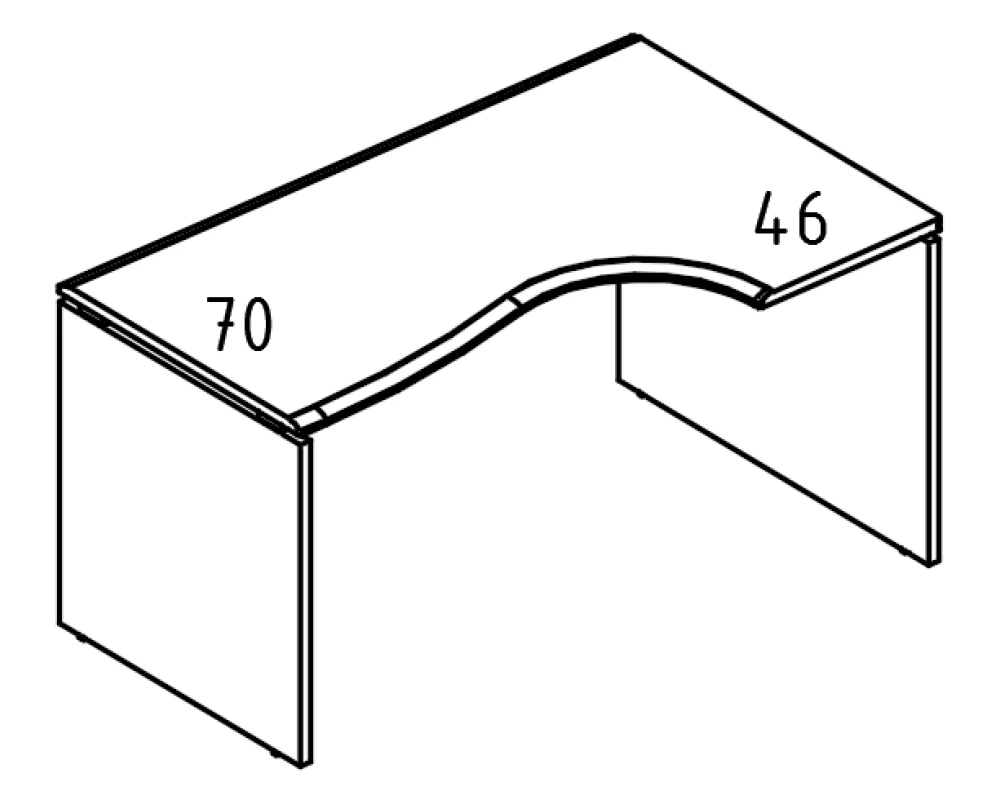 Стол Классика 90x160 каркас ДСП (2 скоса) правый Alta