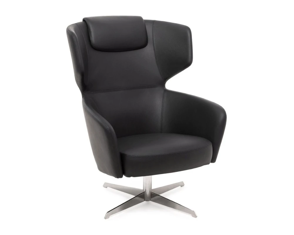 Кресло Vento на крестовине Натуральная кожа, Черный