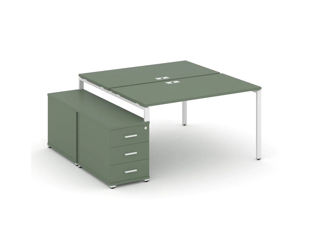 Рабочая станция 2 места с двухсторонней опорной тумбой CN.DRS-301 W 980/1346x1480x750 Концепт / Concept