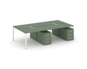 Рабочая станция 4 места с 2 двухсторонними опорными тумбами CN.DRS-318 W 2360x1480x750 Концепт / Concept images