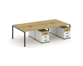 Рабочая станция 4 места с 2 двухсторонними опорными тумбами CN.DRS-319 W 2760x1480x750 Концепт / Concept images