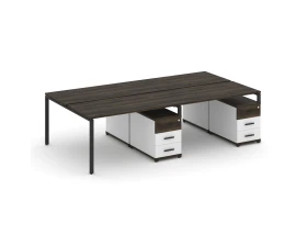 Рабочая станция 4 места с 2 двухсторонними опорными тумбами CN.DRS-319 W 2760x1480x750 Концепт / Concept images