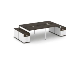 Рабочая станция 4 места с 2 двухсторонними опорными тумбами CN.DRS-326 W 2360/3092x1480x750 Концепт / Concept images