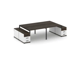 Рабочая станция 4 места с 2 двухсторонними опорными тумбами CN.DRS-326 W 2360/3092x1480x750 Концепт / Concept images