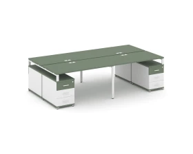 Рабочая станция 4 места с 2 двухсторонними опорными тумбами CN.DRS-326 W 2360/3092x1480x750 Концепт / Concept images