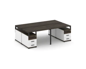 Рабочая станция 4 места с 2 двухсторонними опорными тумбами CN.DRS-326 W 2360/3092x1480x750 Концепт / Concept images