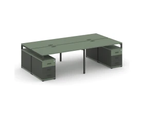 Рабочая станция 4 места с 2 двухсторонними опорными тумбами CN.DRS-326 W 2360/3092x1480x750 Концепт / Concept images