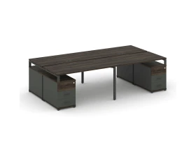 Рабочая станция 4 места с 2 двухсторонними опорными тумбами CN.DRS-326 W 2360/3092x1480x750 Концепт / Concept images
