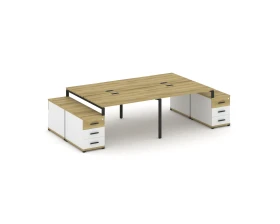 Рабочая станция 4 места с 2 двухсторонними опорными тумбами CN.DRS-326 W 2360/3092x1480x750 Концепт / Concept images