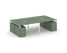 Рабочая станция 4 места с 2 двухсторонними опорными тумбами CN.DRS-327 W 2760/3426x1480x750 Концепт / Concept images