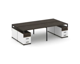 Рабочая станция 4 места с 2 двухсторонними опорными тумбами CN.DRS-327 W 2760/3426x1480x750 Концепт / Concept images
