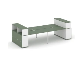 Рабочая станция с опорными распаш. шкафами с надставкой низ. CN.DRS-270 W 3200x1480x1140 Концепт / Concept images