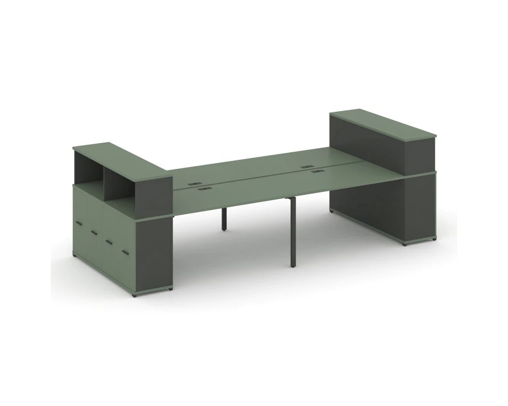 Рабочая станция с опорными распаш. шкафами с надставкой низ. CN.DRS-270 W 3200x1480x1140 Концепт / Concept