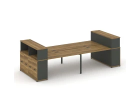 Рабочая станция с опорными распаш. шкафами с надставкой низ. CN.DRS-270 W 3200x1480x1140 Концепт / Concept images
