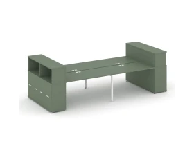 Рабочая станция с опорными распаш. шкафами с надставкой низ. CN.DRS-270 W 3200x1480x1140 Концепт / Concept images