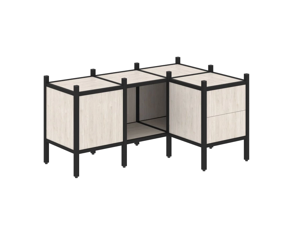 Угловой внутренний стеллаж L-26 1278x862x636 Loft