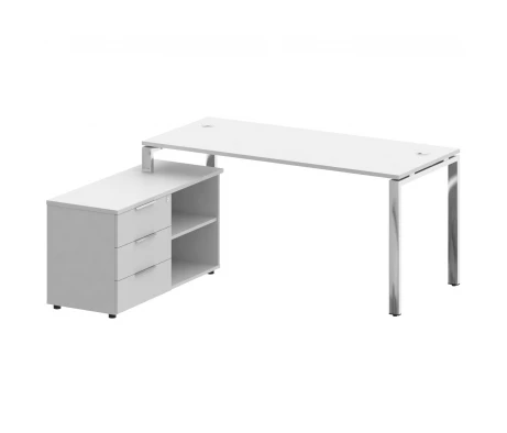 Стол рабочий руководителя с опорной тумбой левый 1700x1520x750 Metal System Direct