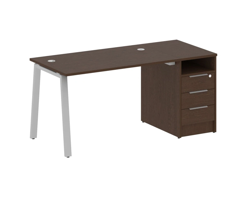 Рабочая станция на А-образном м/к с опорной тумбой 161,2x72x75 Метал Систем / Metal System