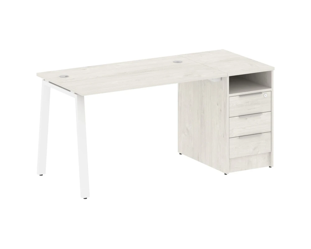 Рабочая станция на А-образном м/к с опорной тумбой 161,2x72x75 Метал Систем / Metal System