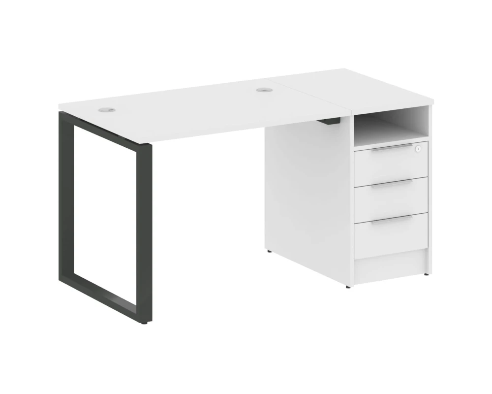 Рабочая станция на О-образном м/к с опорной тумбой 141,2x72x75 Метал Систем / Metal System