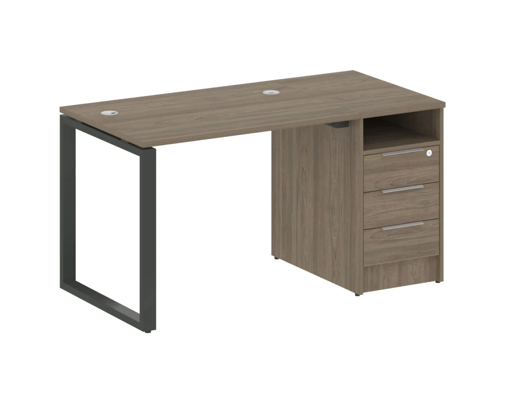 Рабочая станция на О-образном м/к с опорной тумбой 141,2x72x75 Метал Систем / Metal System