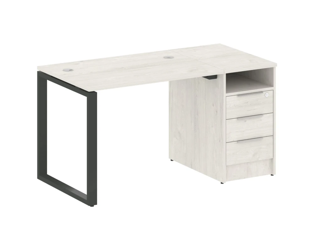 Рабочая станция на О-образном м/к с опорной тумбой 141,2x72x75 Метал Систем / Metal System