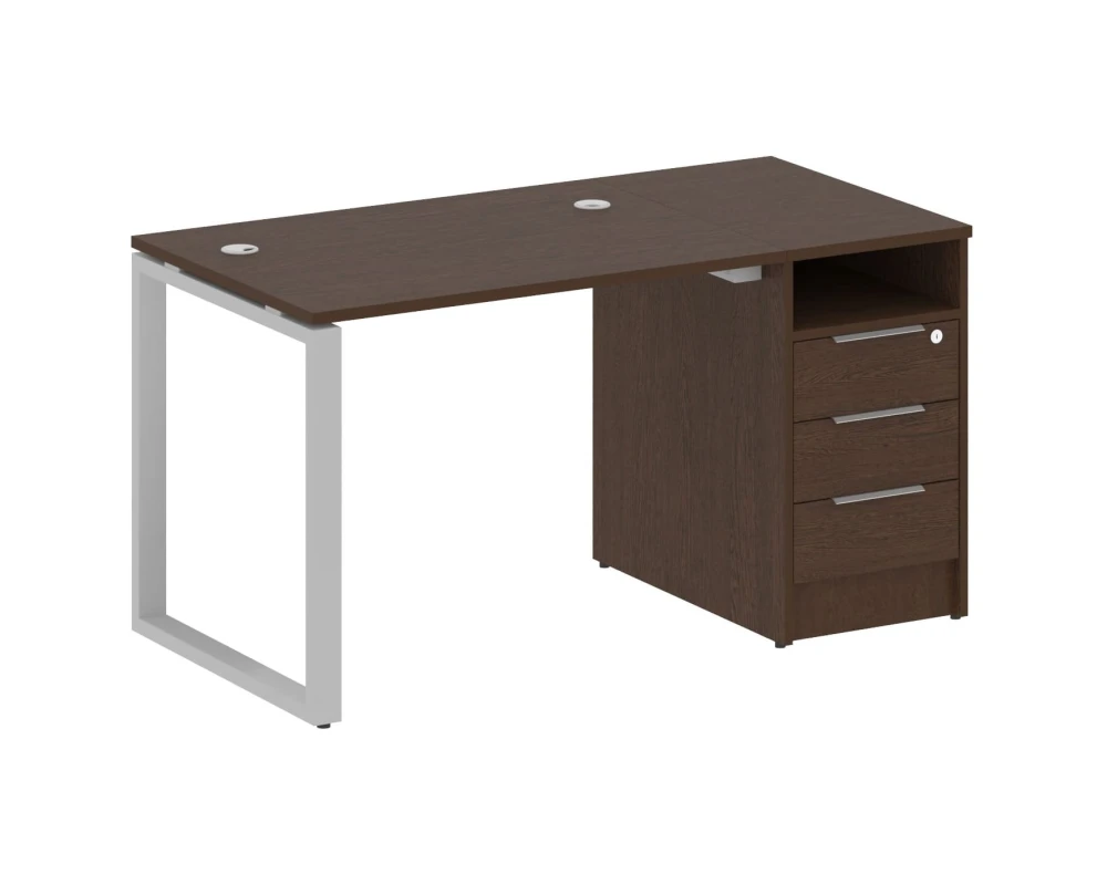 Рабочая станция на О-образном м/к с опорной тумбой 141,2x72x75 Метал Систем / Metal System