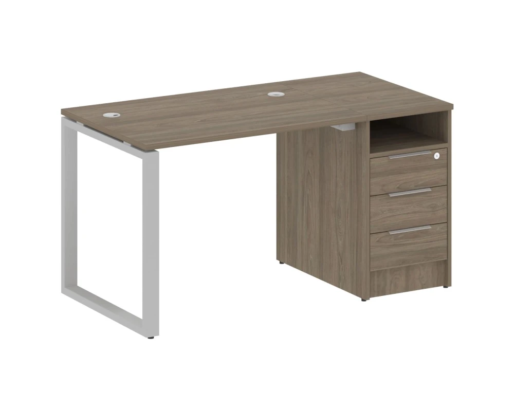 Рабочая станция на О-образном м/к с опорной тумбой 141,2x72x75 Метал Систем / Metal System