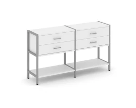 Двухсекционный стеллаж двухярусный с ящиками 1590х400х879 Shelf System images