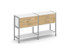 Двухсекционный стеллаж двухярусный с ящиками 1590х400х879 Shelf System images