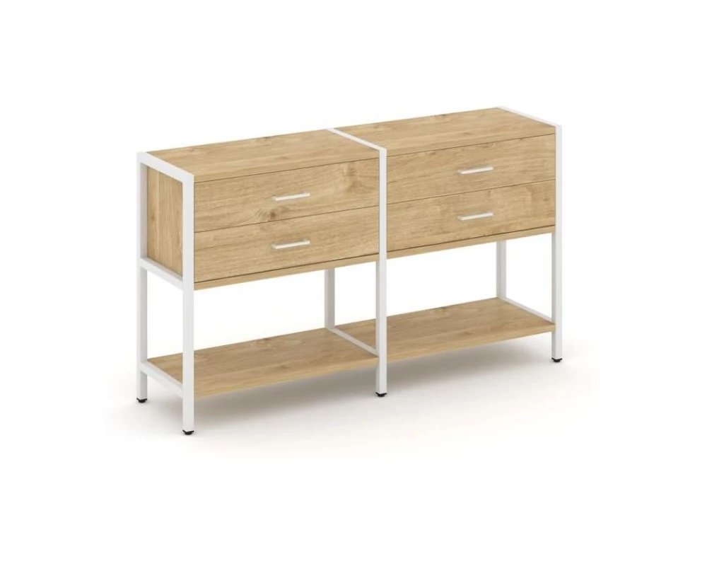 Двухсекционный стеллаж двухярусный с ящиками 1590х400х879 Shelf System