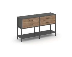 Двухсекционный стеллаж двухярусный с ящиками 1590х400х879 Shelf System images