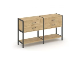 Двухсекционный стеллаж двухярусный с ящиками 1590х400х879 Shelf System images