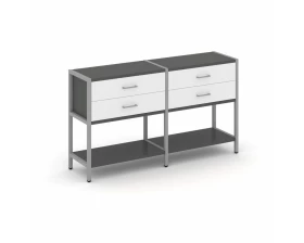 Двухсекционный стеллаж двухярусный с ящиками 1590х400х879 Shelf System images