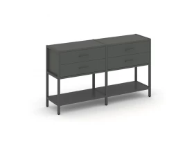 Двухсекционный стеллаж двухярусный с ящиками 1590х400х879 Shelf System images