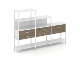 Трехсекционный стеллаж четырех/трех/двухярусный с ящиками 2730х400х1613 Shelf System images