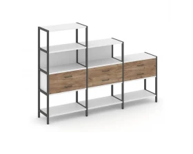 Трехсекционный стеллаж четырех/трех/двухярусный с ящиками 2730х400х1613 Shelf System images