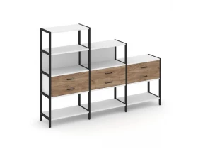 Трехсекционный стеллаж четырех/трех/двухярусный с ящиками 2730х400х1613 Shelf System images