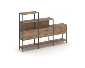 Трехсекционный стеллаж четырех/трех/двухярусный с ящиками 2730х400х1613 Shelf System images