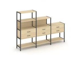 Трехсекционный стеллаж четырех/трех/двухярусный с ящиками 2730х400х1613 Shelf System images
