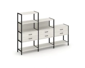 Трехсекционный стеллаж четырех/трех/двухярусный с ящиками 2730х400х1613 Shelf System images