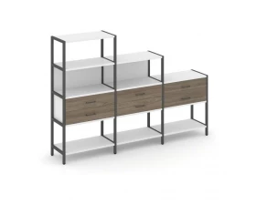 Трехсекционный стеллаж четырех/трех/двухярусный с ящиками 2730х400х1613 Shelf System images