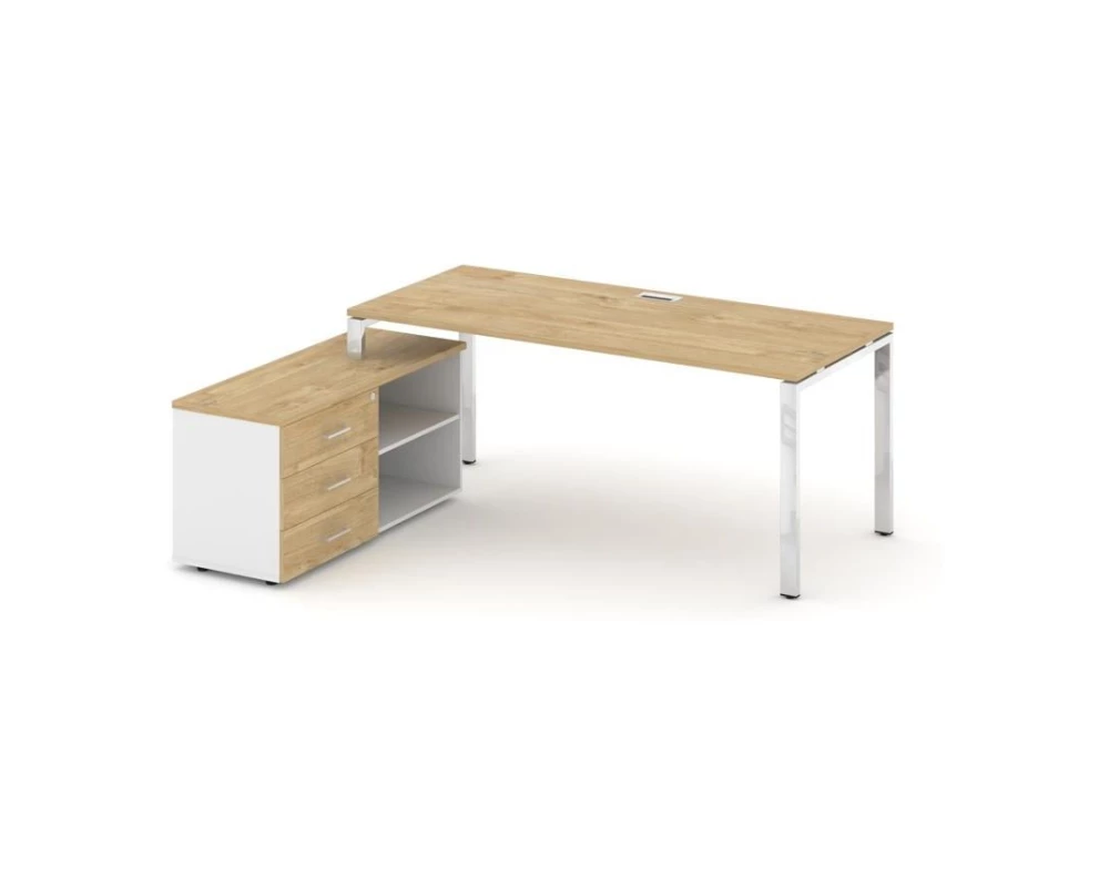 Стол письменный с греденцией левой на П-образном каркасе 1380x800x750 Style Project Direct Lux