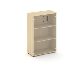 Шкаф средний широкий прозр. стекло 796x400x1203 зад. стенка HDF Стайл Проджект / Style Project images