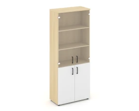 Шкаф высокий широкий комби прозр. стекло 796x400x1982 зад. стенка HDF Стайл Проджект / Style Project images