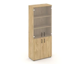 Шкаф высокий широкий комби прозр. стекло 796x400x1982 зад. стенка HDF Стайл Проджект / Style Project images