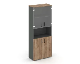 Шкаф высокий широкий комби с нишей прозр. стекло 796x400x1982 зад. стенка HDF Стайл Проджект / Style Project images